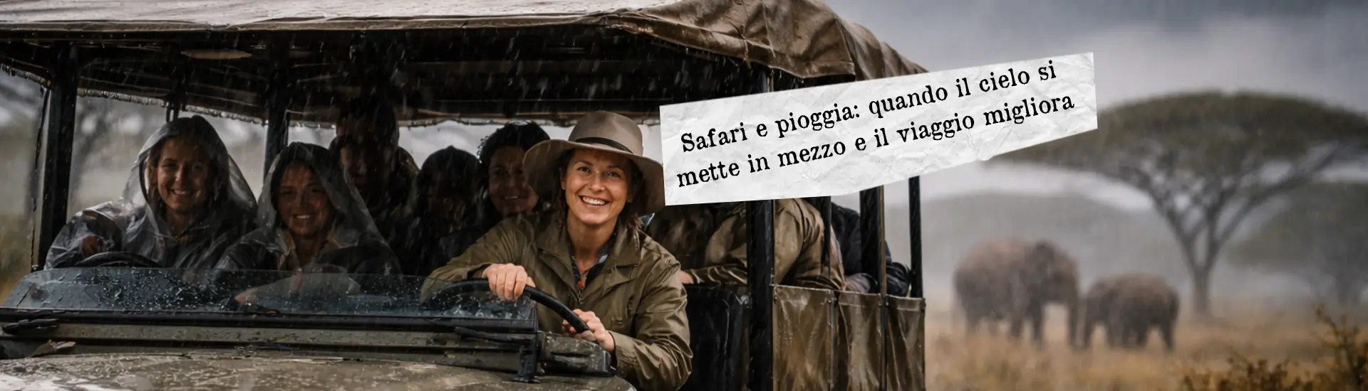 Safari e pioggia quando il cielo si mette in mezzo e il viaggio migliora larga